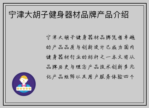 宁津大胡子健身器材品牌产品介绍